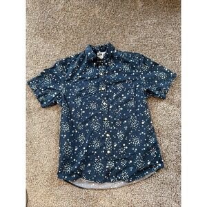 Kennington LTD California Men's Short Sleeve L Button Up Polka Dot Teal